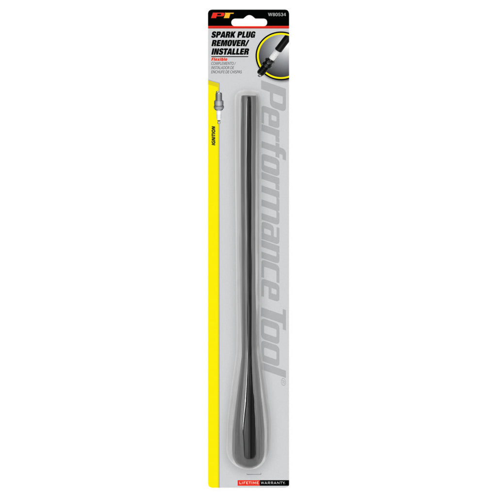 Performance Tool W80534 13-Inch Rubber Flexible Shaft Spark Plug Install & Removal Tool, Hand Driven, Universal Fit