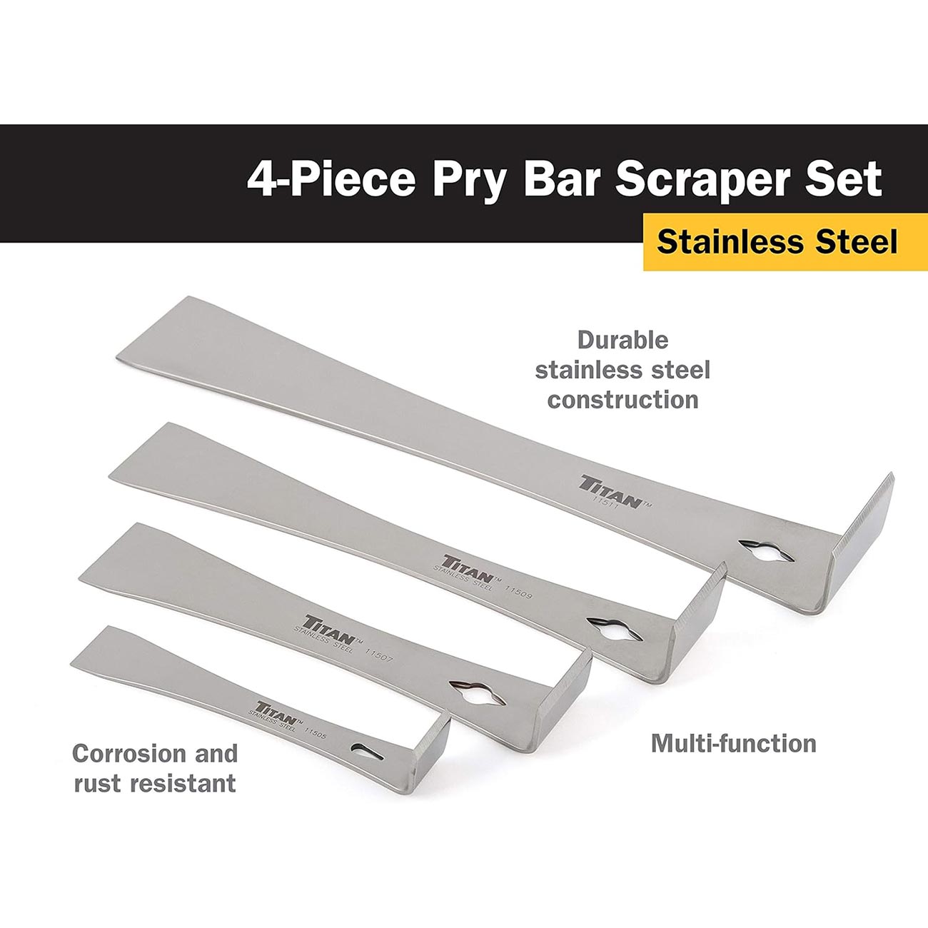 Titan 17009 4-Piece Stainless Steel Pry Bar Scraper Set