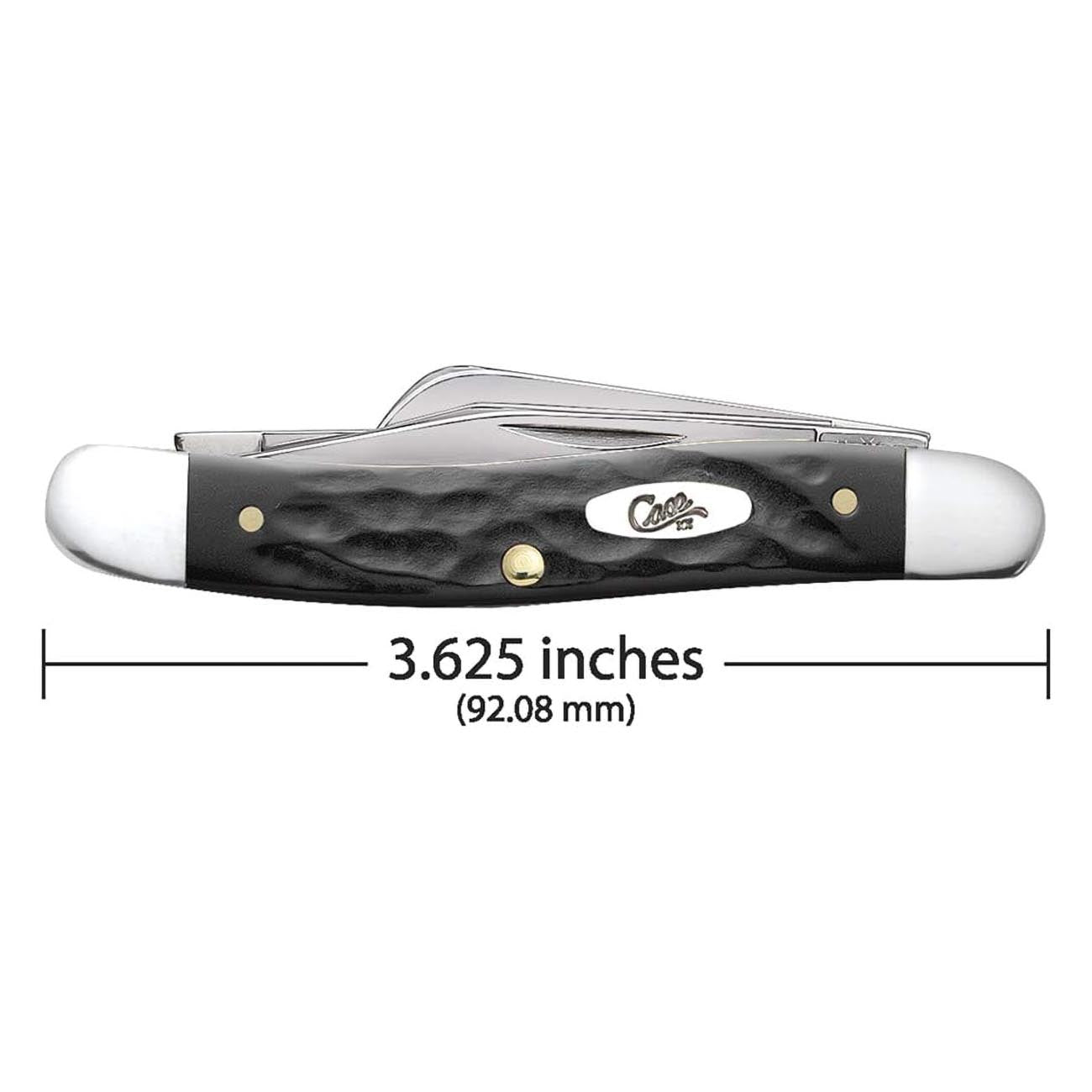 Case WR XX Pocket Knife Rough Black Jigged Synthetic Medium Stockman Item #18222 - (6318 SS) - Length Closed: 3 5/8 Inches