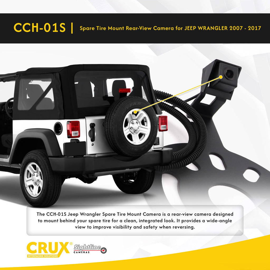 CRUX CCH-01S Spare Tire Mount Rear View Camera for Jeep Wrangler