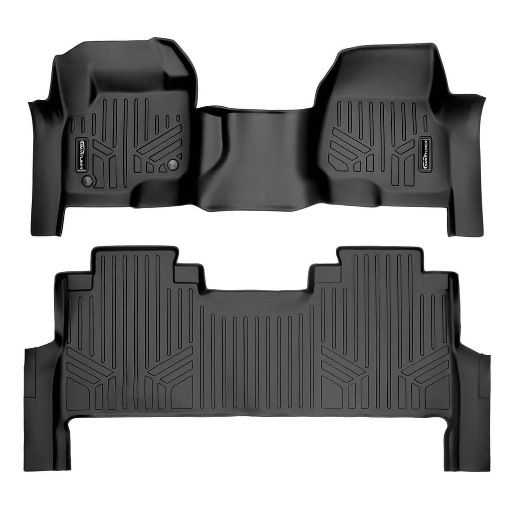 SMARTLINER SA0298B0298 Floor Liners Front & 2nd Row for 2017-2025 Ford F-250/F-350 Super Duty SuperCrew Bench Seat – Black