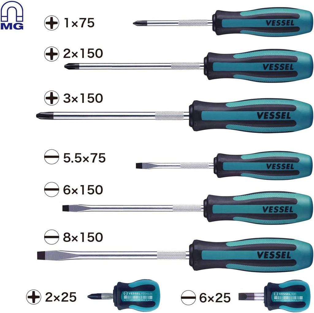 VESSEL MEGADORA Screwdriver Set 8pcs. 9008EVA (EVA foam set)