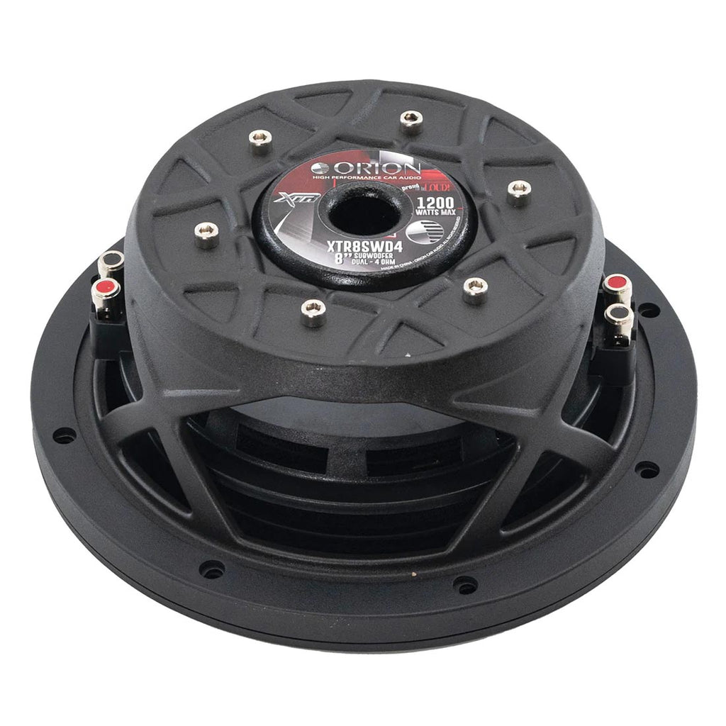 Orion XTR Series XTR8SWD4 Free Air Slim Shallow Mount 8” Car Subwoofer, 1200W Max Power, 300W RMS, Dual 4 Ohm, UV Coated Cone, NBR Surround – OEM Sub Replacement Compact for Lexus, BMW, Nissan, & More