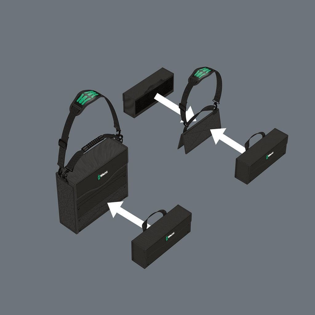 Wera 2go 4 Tool Quiver - Adjustable Partition Tote Bag for Screwdrivers & Tools with Hook & Loop Docking System - 05004353001