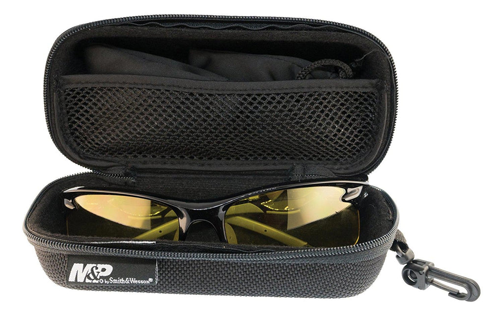 Smith & Wesson M&P Harrier Shooting Glasses Kit, 4 Interchangeable Lenses, ANSI Z87.1 Safety Rated, Anti-Fog, Black Frame – 110175