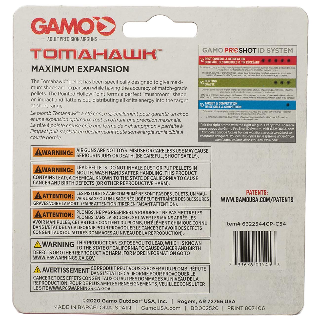 Gamo Tomahawk .177 Cal, 7.8 Grains, Hollow Point, 750ct