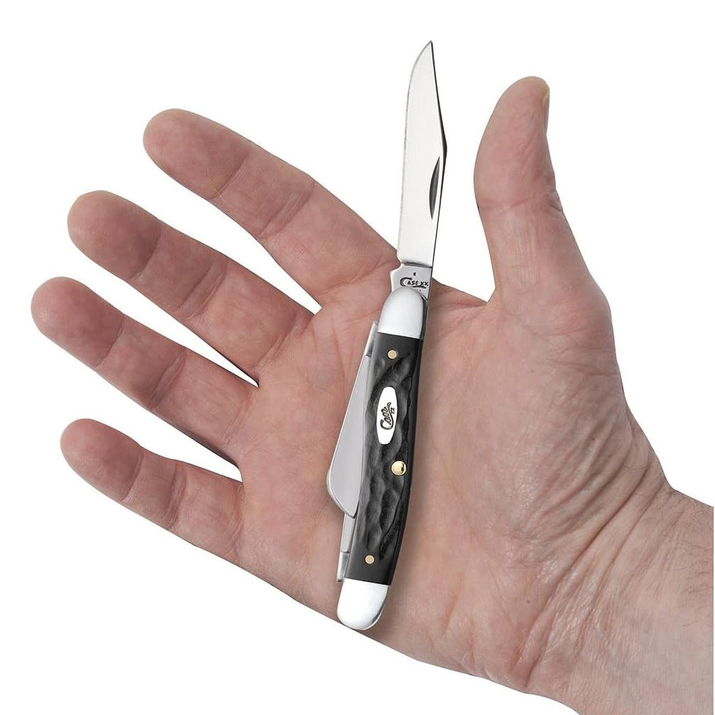 Case WR XX Pocket Knife Rough Black Jigged Synthetic Medium Stockman Item #18222 - (6318 SS) - Length Closed: 3 5/8 Inches