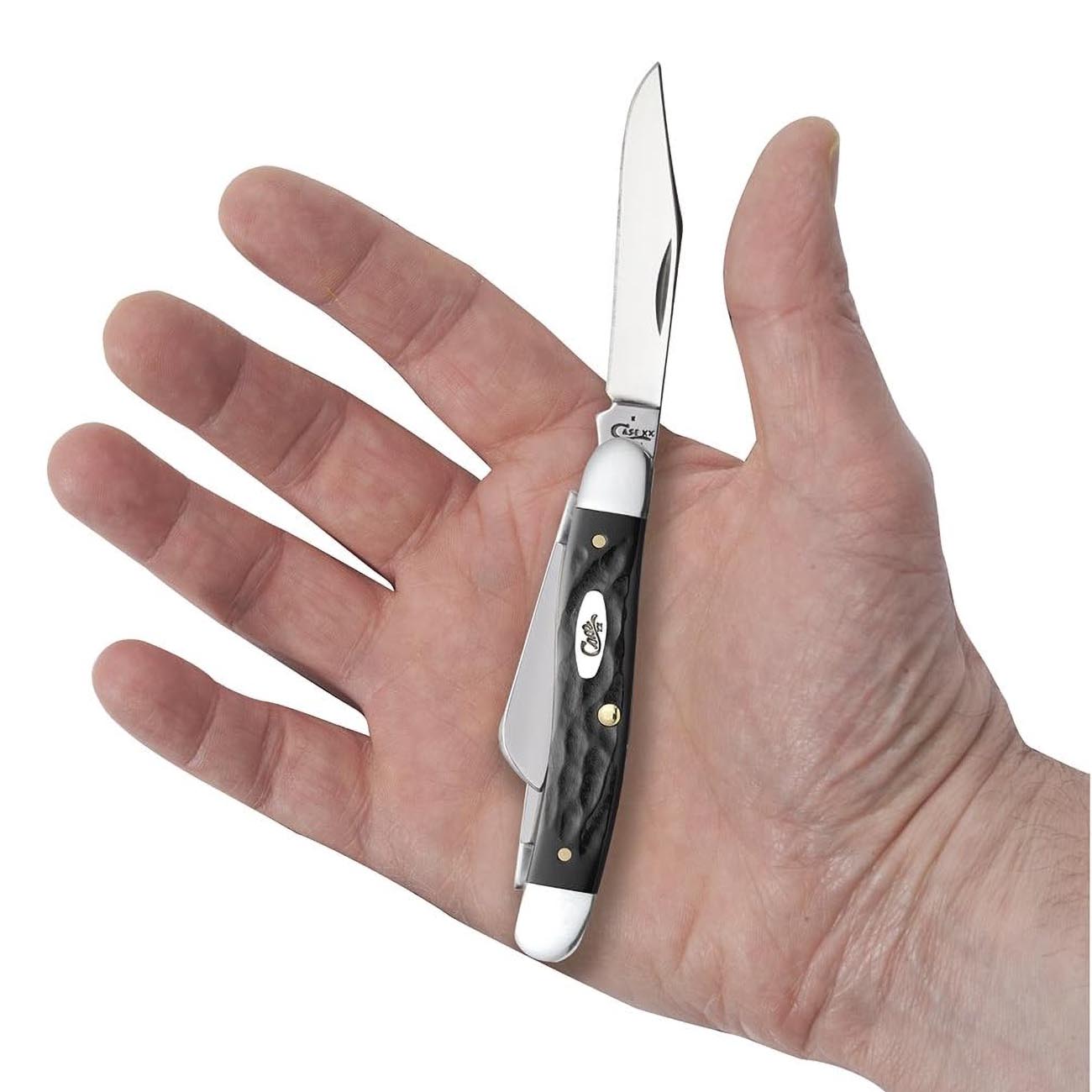 Case WR XX Pocket Knife Rough Black Jigged Synthetic Medium Stockman Item #18222 - (6318 SS) - Length Closed: 3 5/8 Inches