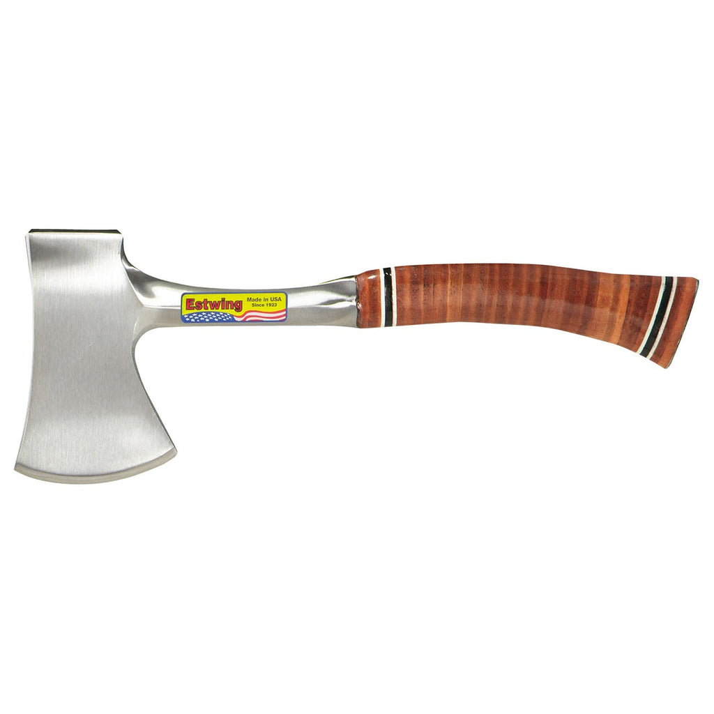 Estwing Sportsman's Axe - 14" Camping Hatchet with Forged Steel Construction & Genuine Leather Grip - E24A