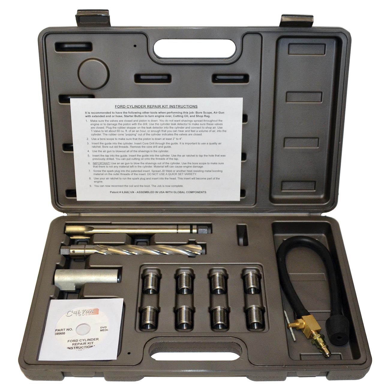 CalVan Tools 38900 Two Valve Ford Triton Tool Kit - Foolproof Repair System, Spark Plug Thread Repair Kit. Tools and Equipment