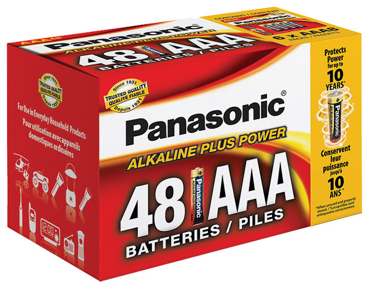 Panasonic Energy Corporation LR03PA/48PC Alkaline Plus Power AA Alkaline Battery, 48 Pack