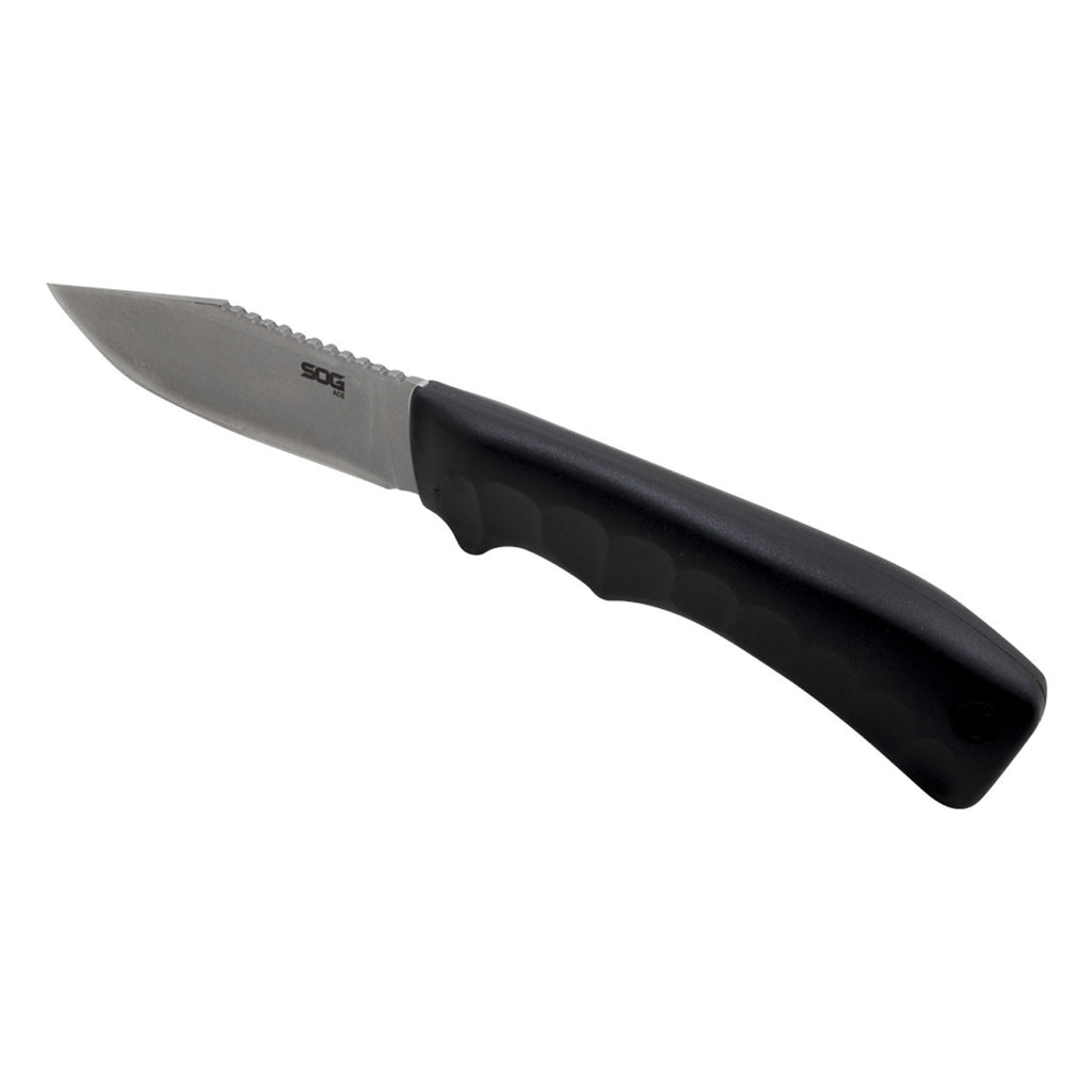 SOG Ace Field Fixed Blade Knife- Full Tang 3.8 Inch Clip Point Blade Survival Knife w/ Cord Cutting Sheath and Easy-Grip Handle (ACE1001-CP), Black