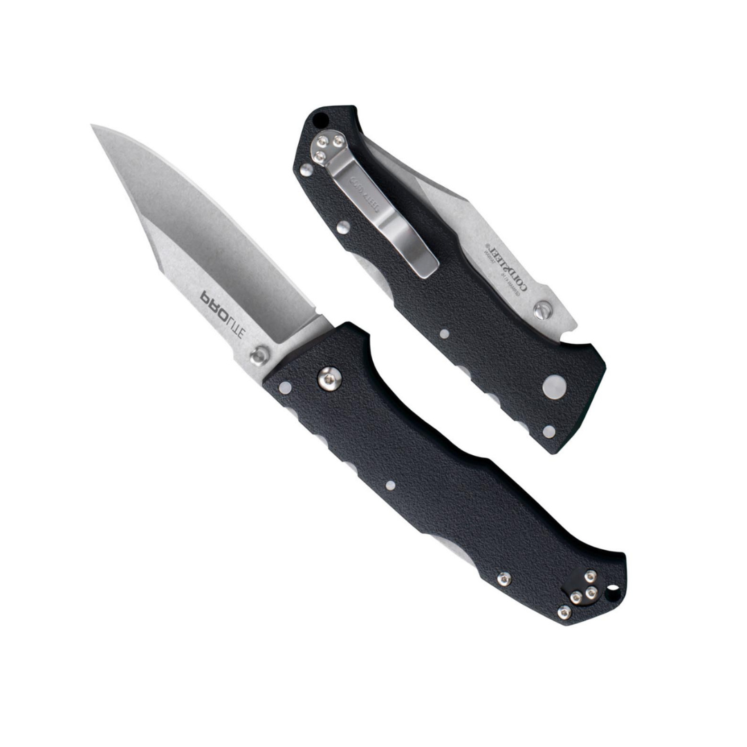 Cold Steel Pro Lite 3.5" 4116SS Clip Point Razor-Sharp Blade 4.5" GFN Handle Everyday Carry Pocket Folding Knife w/Tri-Ad Lock