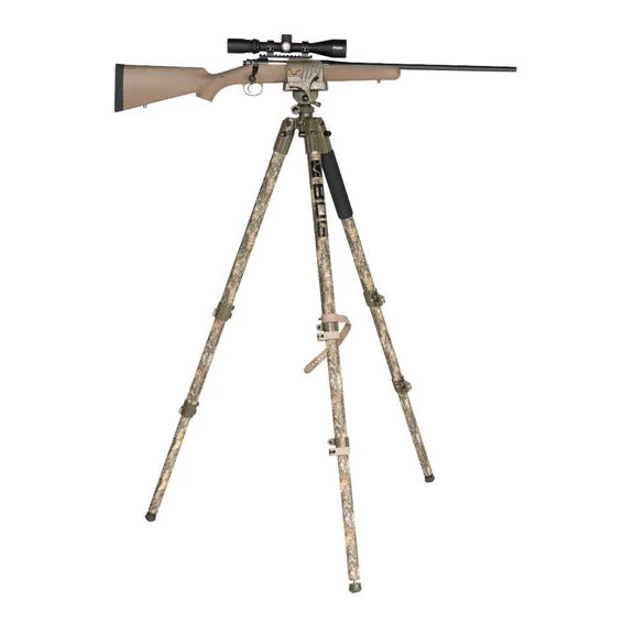 BOG DeathGrip Realtree Excape Camo Tripod with Durable Aluminum Frame, Lightweight, Stable Design, Bubble Level, Adjustable Legs, and Hands-Free Operation for Hunting, Shooting, and Outdoors