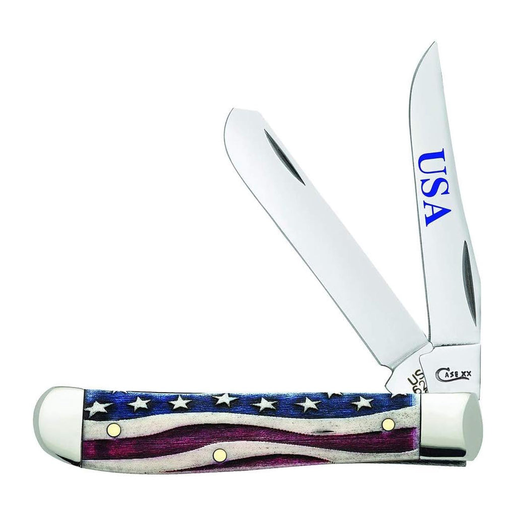 Case WR XX Pocket Knife Patriotic Smooth Natural Bone Mini Trapper Item #64135 - (6207 SS) - Length Closed: 3 1/2 Inches