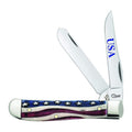 Case WR XX Pocket Knife Patriotic Smooth Natural Bone Mini Trapper Item #64135 - (6207 SS) - Length Closed: 3 1/2 Inches