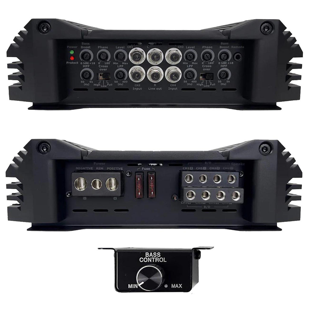 Orion XTR Series XTR500.4 High Power Class A/B 4-Channel Amplifier - 500W RMS, 2/4 Ohm Stable, High/Low Pass Crossover, Bass Boost Control, MOSFET Power Supply, Bass Knob Included, Made in Korea
