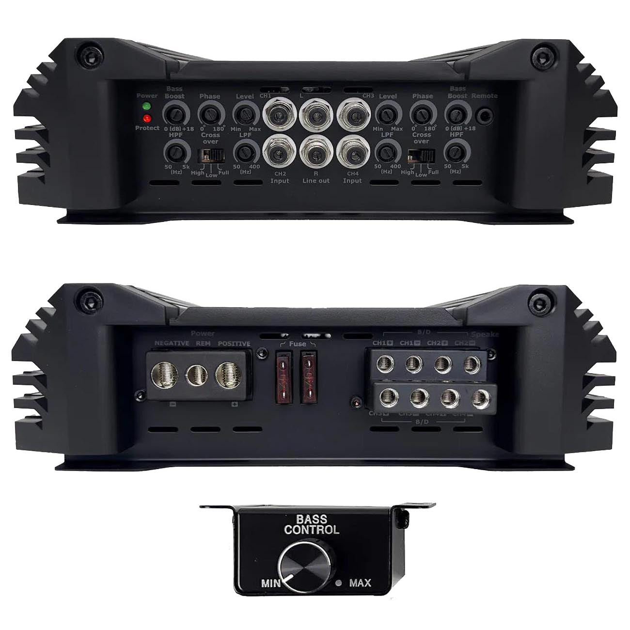 Orion XTR Series XTR500.4 High Power Class A/B 4-Channel Amplifier - 500W RMS, 2/4 Ohm Stable, High/Low Pass Crossover, Bass Boost Control, MOSFET Power Supply, Bass Knob Included, Made in Korea