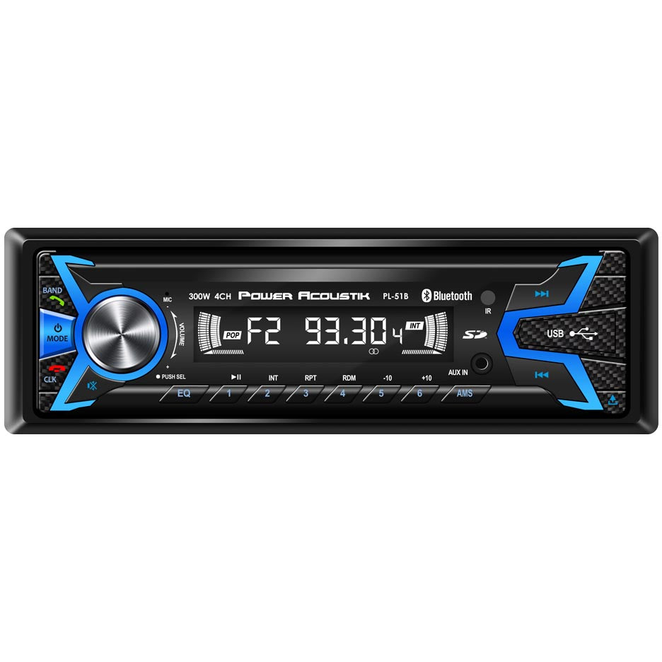 Power Acoustik PL-51B 1-DIN Digital Audio Head Unit With 32GB USB/SD/AUX/Bluetooth,Black