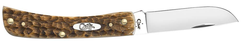 Case XX WR Pocket Knife Sod Buster Jr, Stainless Steel Blades, Length Closed: 3 5/8 Inches, Made in USA (Amber Bone)