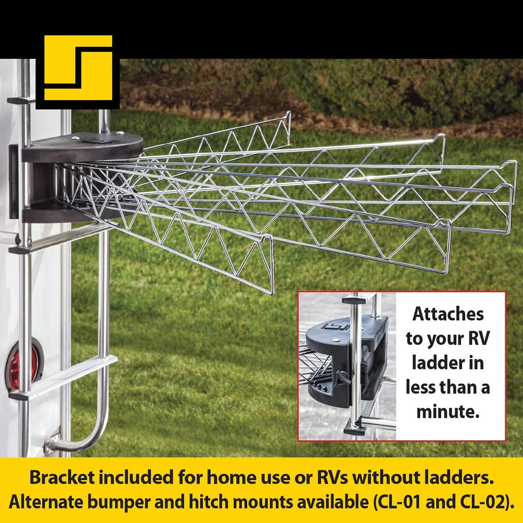 Stromberg Carlson Extend-A-Line 35" Long Versatile Swing Arm Drying Rack and Clothes Hanger with Swinging Towel Bar and Folding Clothes Hanger for RVs, Motorhomes, Campers & Home