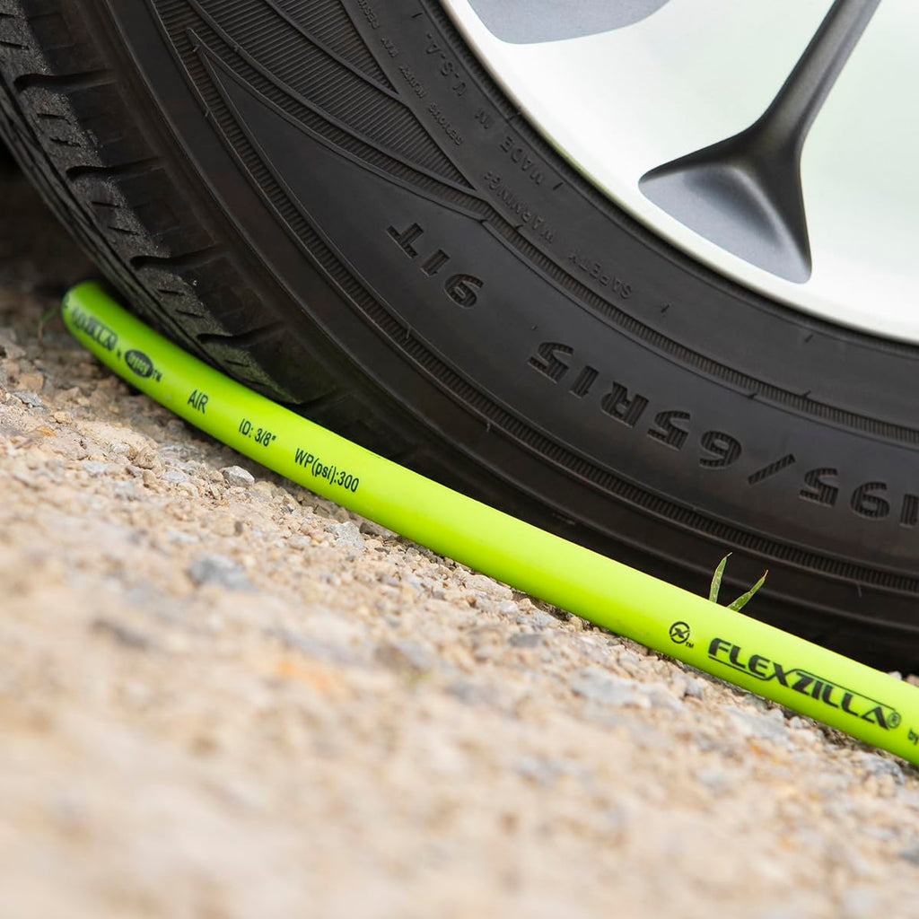 Flexzilla Swivel Whip Air Hose, 3/8 in. x 4 ft. (1/4" MNPT Ball Swivel x 1/4" FNPT Ends), Heavy Duty, Lightweight, Hybrid, ZillaGreen - HFZ3804YW2B