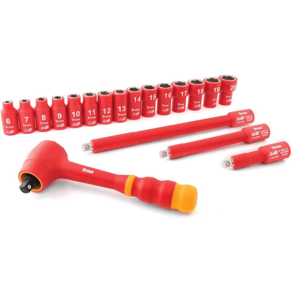 Titan 68100 19-Piece 3/8-Inch Drive VDE Insulated Socket Set