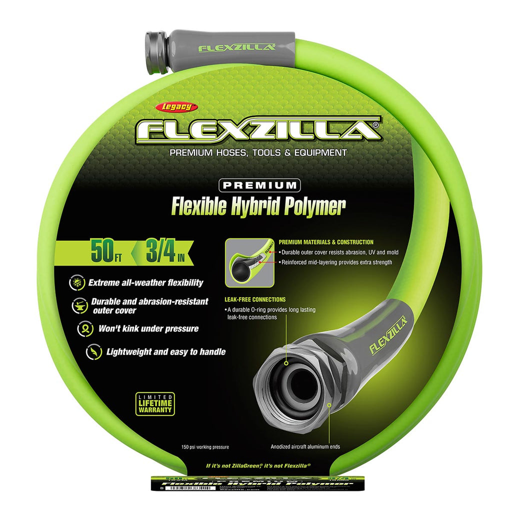 Flexzilla Garden Hose 3/4 in. x 50 ft., Heavy Duty, Lightweight, Drinking Water Safe, ZillaGreen - HFZG650YW-E