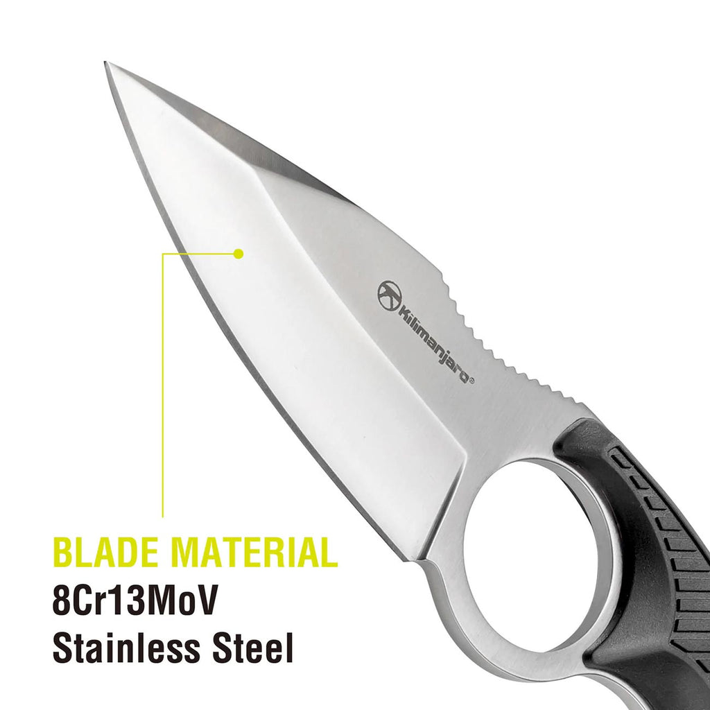 Kilimanjaro Stretta 910106 6.75" Drop Point Neck Knife – Fixed Blade EDC Knife with Sheath, Compact Outdoor Utility Knife