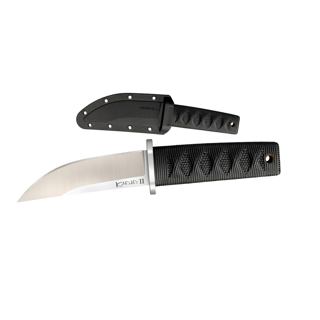Cold Steel Kyoto II 3-3/8" Durable Compact 8Cr13MoV Stainless Steel Fixed Blade Drop Point Outdoor Hunting Utility Knife, 3 3/8" Textured Kray-Ex Handle, Sheath Included