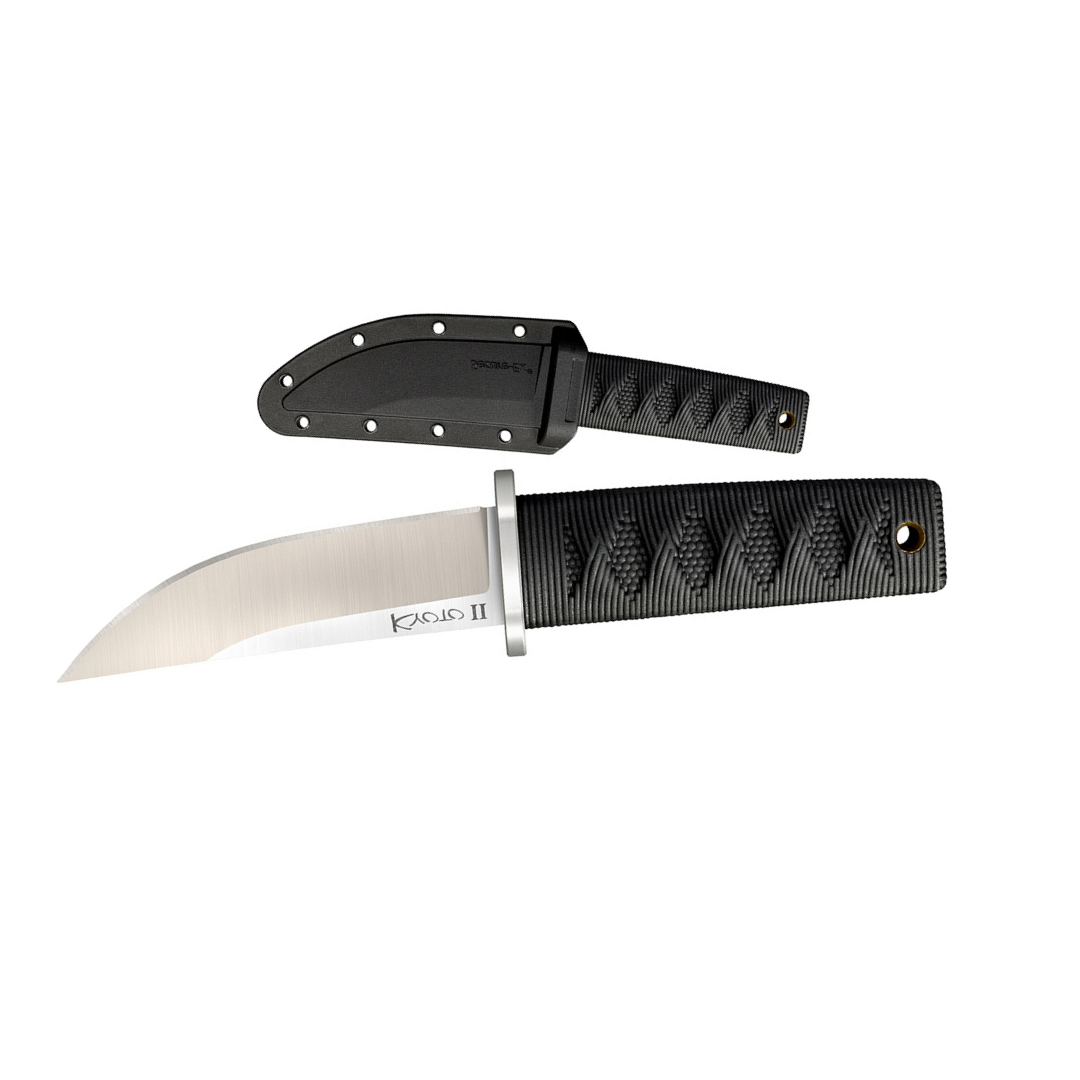 Cold Steel Kyoto II 3-3/8" Durable Compact 8Cr13MoV Stainless Steel Fixed Blade Drop Point Outdoor Hunting Utility Knife, 3 3/8" Textured Kray-Ex Handle, Sheath Included