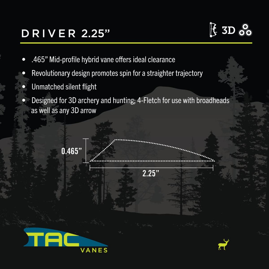 TAC Vanes 2.25" Driver Hybrid Vanes, White Vanes, Pack of 100, Vanes for Archery Bowhunting and Recreational Shooting