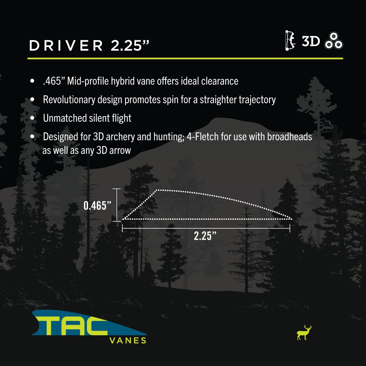 TAC Vanes 2.25" Driver Hybrid Vanes, White Vanes, Pack of 100, Vanes for Archery Bowhunting and Recreational Shooting