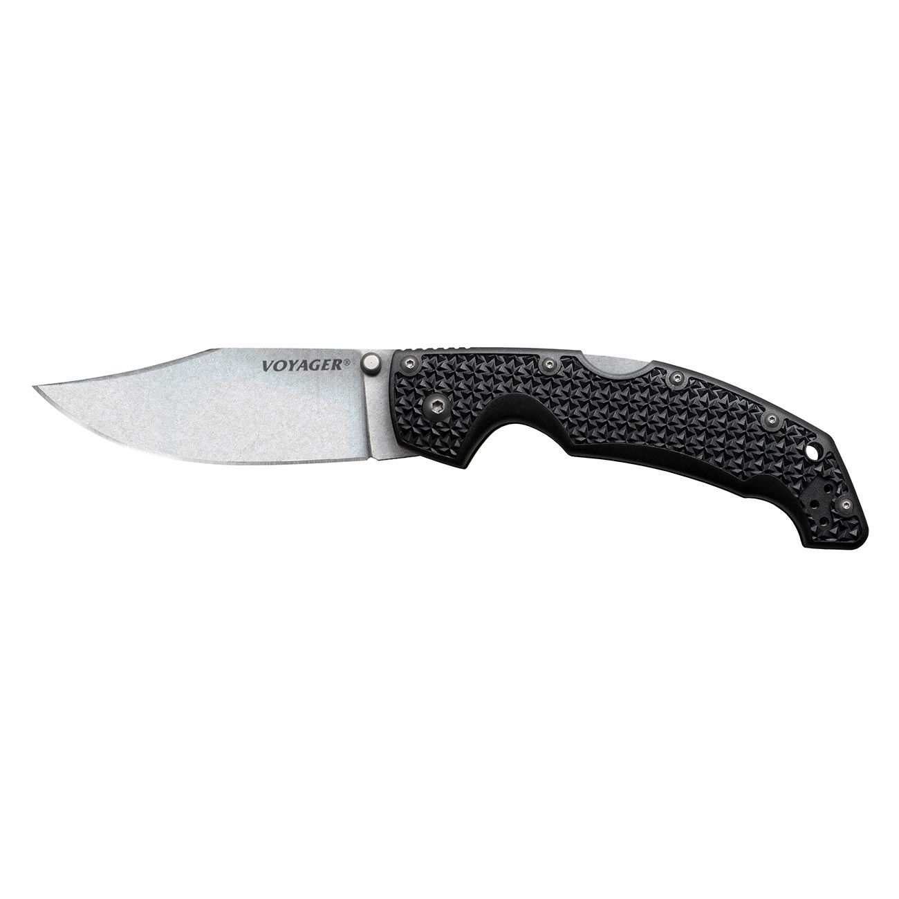 Cold Steel 29AC Voyager Large 4″ Folding Pocket Knife – AUS-10A Clip Point Blade, Tri-Ad Lock, Black Griv-Ex Handle