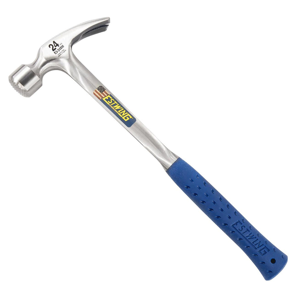 ESTWING Framing Hammer - 24 oz Long Handle Straight Rip Claw with Milled Face & Shock Reduction Grip - E3-24SM