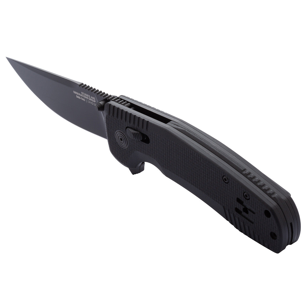 SOG TAC XR Professional Folding Knife | 3.4" D2 Tool Steel Blade & Ultra-Grip G10 Handle | Single-Handed Ambidextrous Use, Blackout