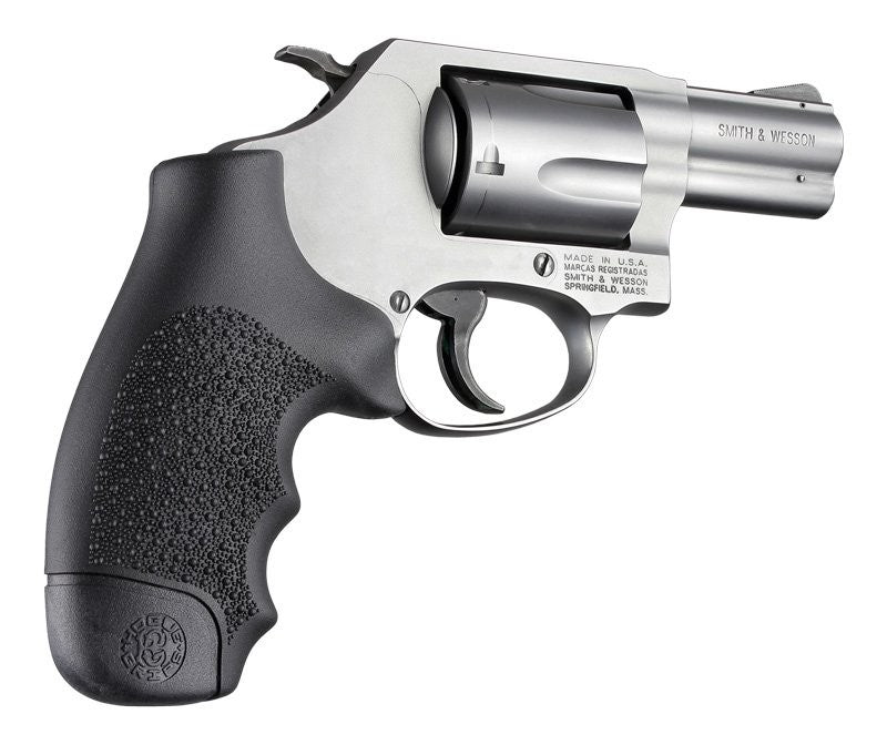 Hogue OverMolded Rubber Monogrip for S&W J-Frame Revolver, Round Butt Revolver Grip, Black - 60000