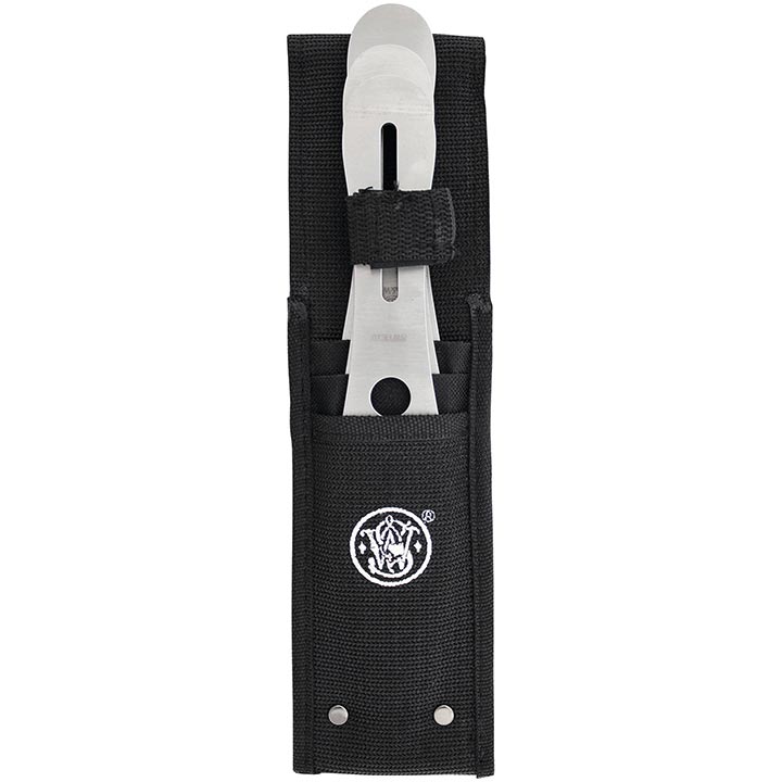 Smith & Wesson 10in Throwing Knives Set 3 Pack with Nylon Belt Sheath and Ergonomic Design for Outdoor, Recreation and Competition