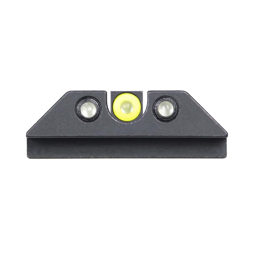 Night Fision Tritium Night Sight Set Compatible with Glock 17/17L/19/22-28/31-35/37-39/45, Yellow Front Ring, U Notch Black Rear Rings