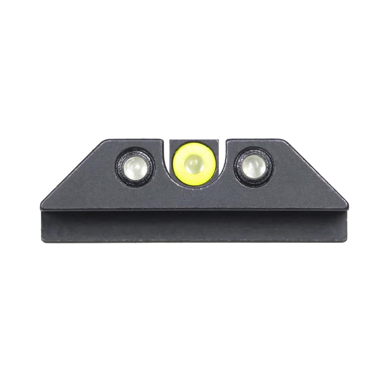 Night Fision Tritium Night Sight Set Compatible with Glock 17/17L/19/22-28/31-35/37-39/45, Yellow Front Ring, U Notch Black Rear Rings