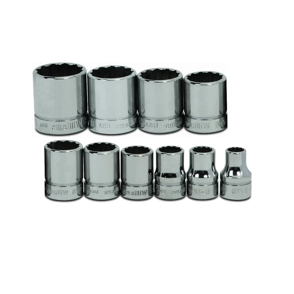 Williams WSB-10RC 10-Piece 3/8-Inch Drive Shallow 12 Point Socket Set