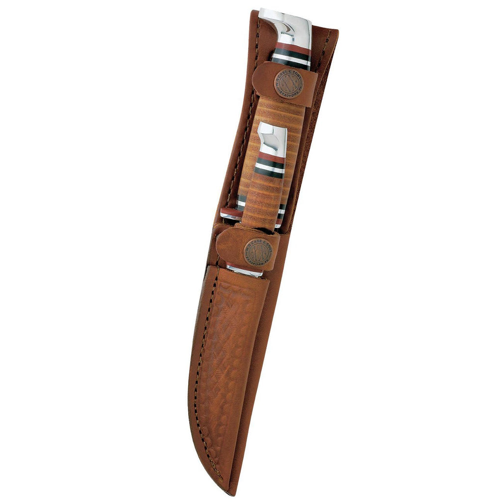 Case WR XX Pocket Knife Two Knife Set Twin Finn W/Leather Sheath Item #372 - (Twinfinn SS)