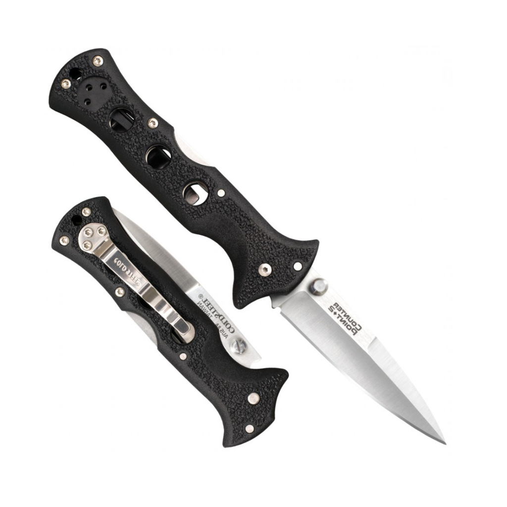 COLD STEEL Counter Point 2 3" Japanese AUS8A Razor-Sharp Blade 3.875" Griv-Ex Handle Narrow Blade Folding Knife w/Tri-Ad Locking Mechanism