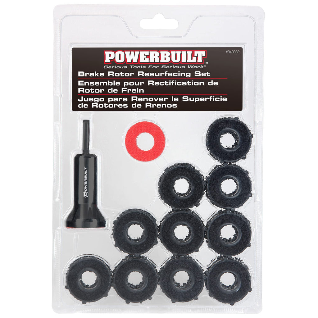 Powerbuilt Brake Rotor Resurfacing Kit, Cleaning, Polishing, Remove Rust and Grime, Drill Attachment 13 Pieces 940382