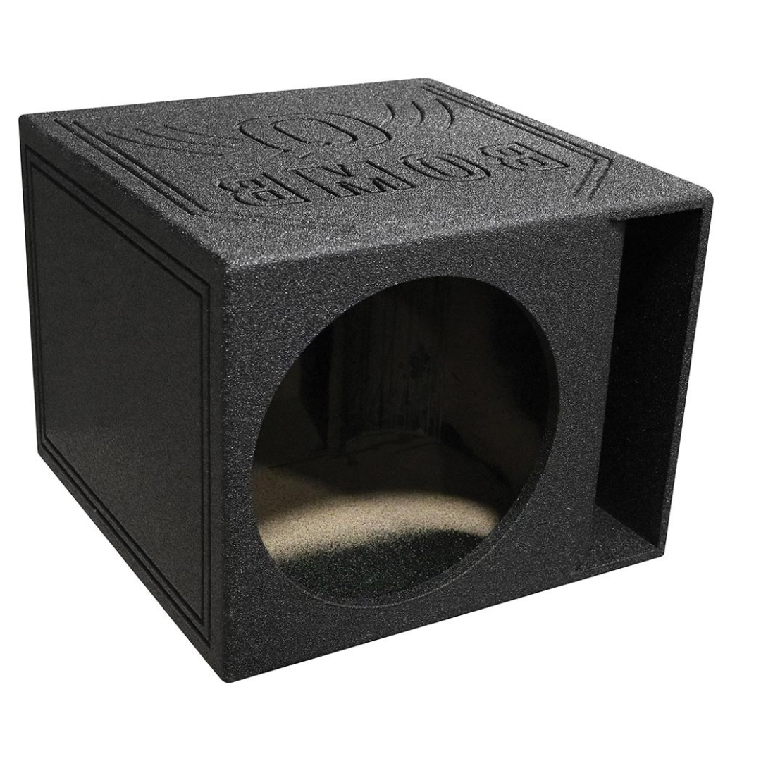 QPower QBOMB15HP Single 15 Inch 32 Hertz Frequency Vented Side Ported Speaker Round Box Enclosure with Spring Loaded Terminal