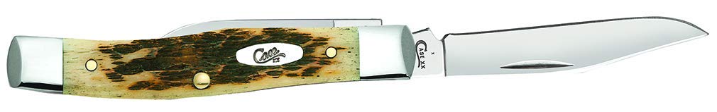 W. R. Case & Sons Amber Bone Small Texas Jack Pocket Knife CASE077 – Peach Seed Jig 2-Blade Tru-Sharp Stainless Steel Folding EDC
