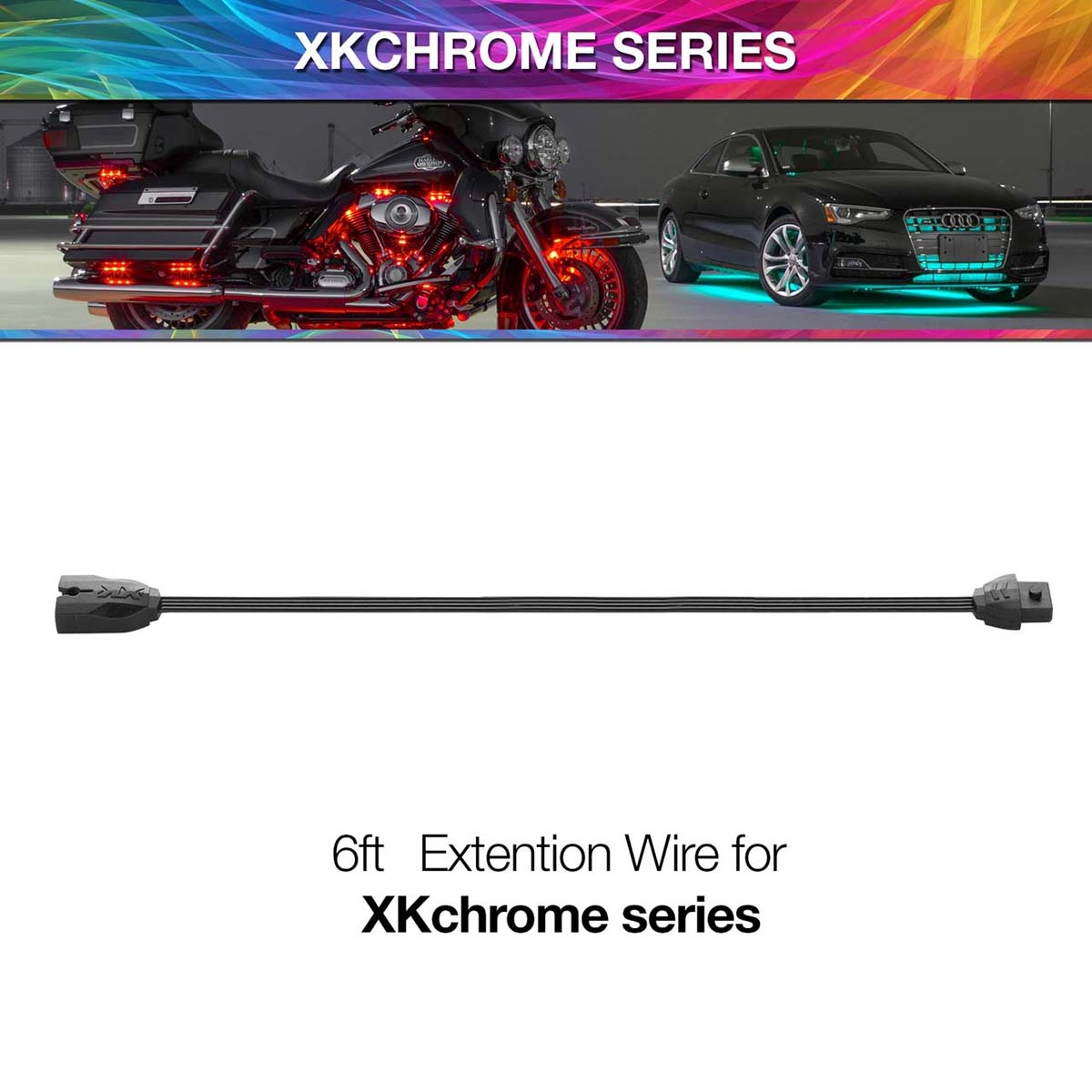 6ft 4pin Extension Wire for XKchrome & 7 Color Series for Motorcycle ATV Snowmobile…