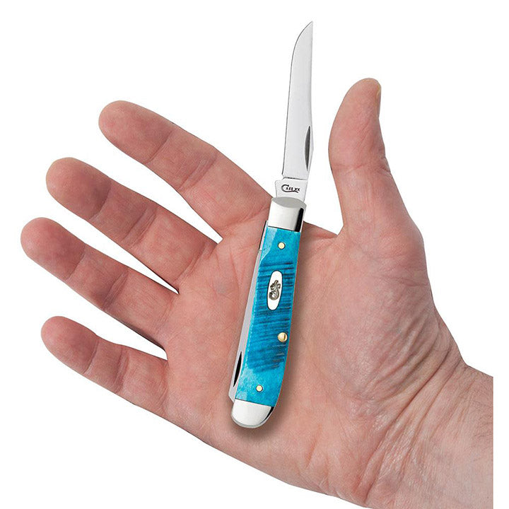 Case XX WR Pocket Knife Mini Trapper Caribbean Blue Jig Bone Item #25593 - (6207 SS) - Length Closed: 3 1/2 Inches