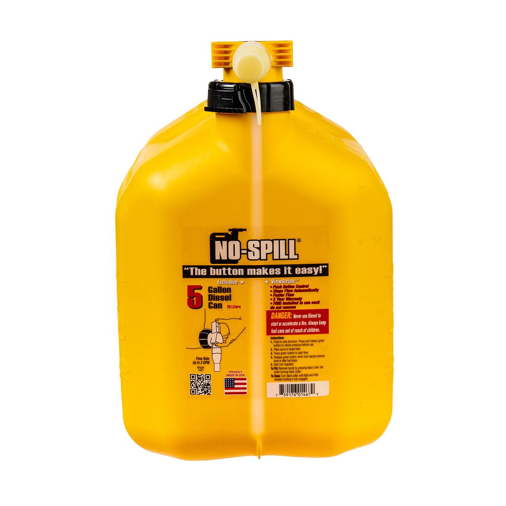 No-Spill NSP-1467S, 5 Gallon Gas Can for Diesel Fuel with View Stripe