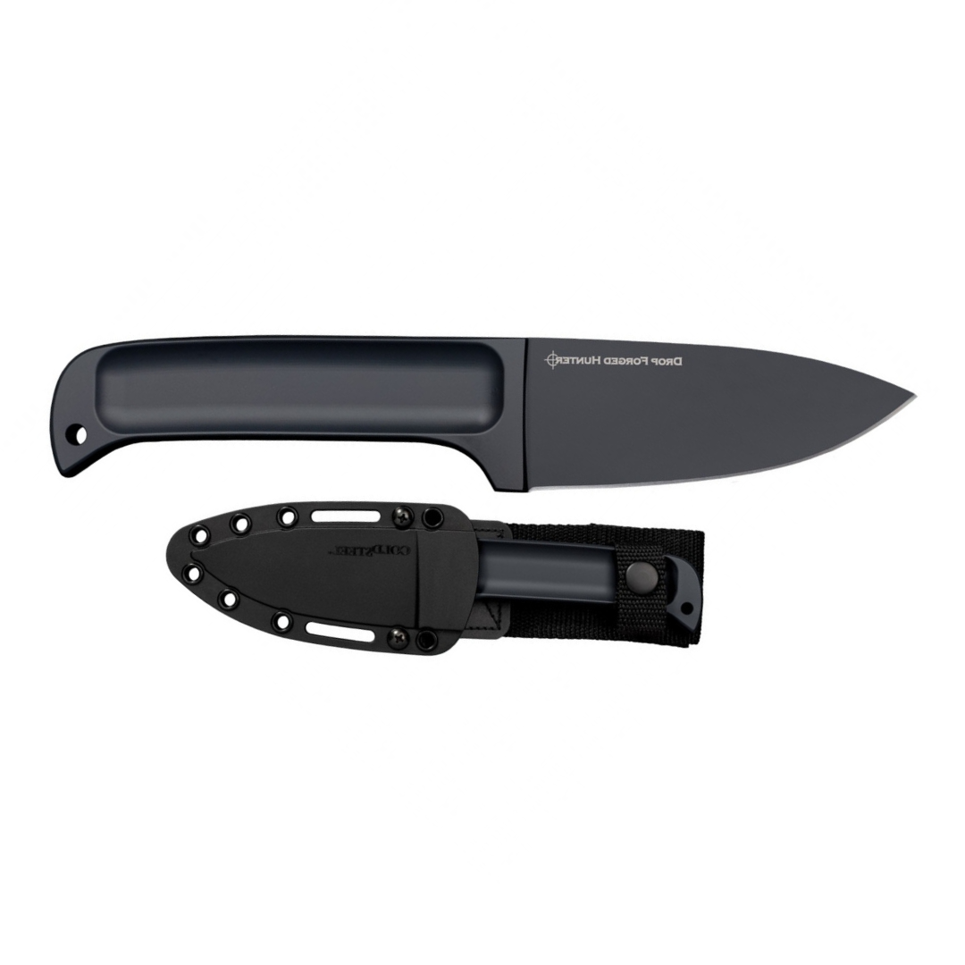 Cold Steel Drop Forged Hunter 4" 52100 High-Carbon Steel Drop Point Fixed Blade Multi-Purpose Outdoor Game Hunting Utility Knife, 4-5/8" Handle, Weather-Resistant Secure-Ex Sheath
